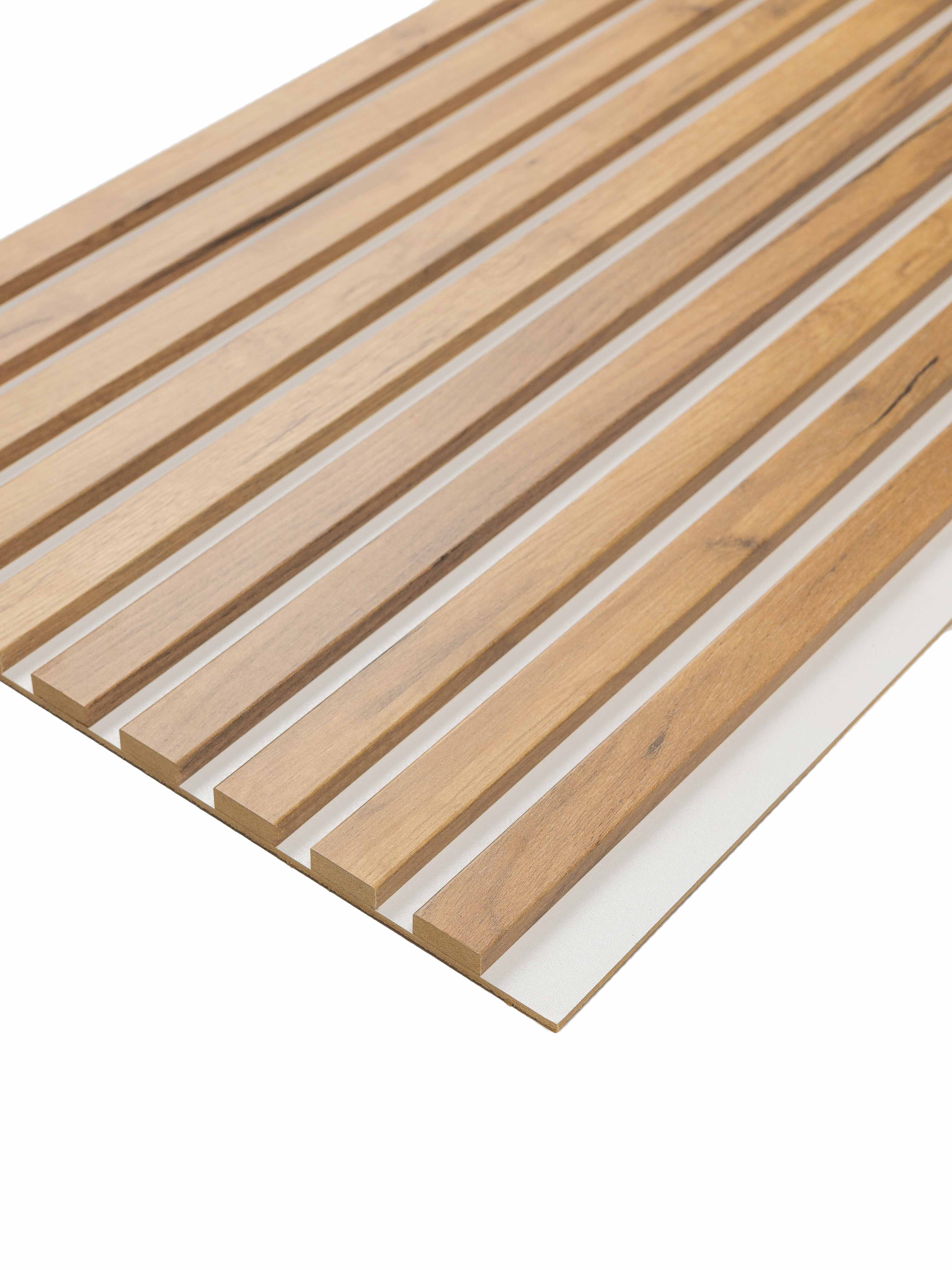 Lamele na Białym Filcu Ścienne SunWood Panel Dekoracyjny Dąb Craft Złoty 275x46 1 szt.