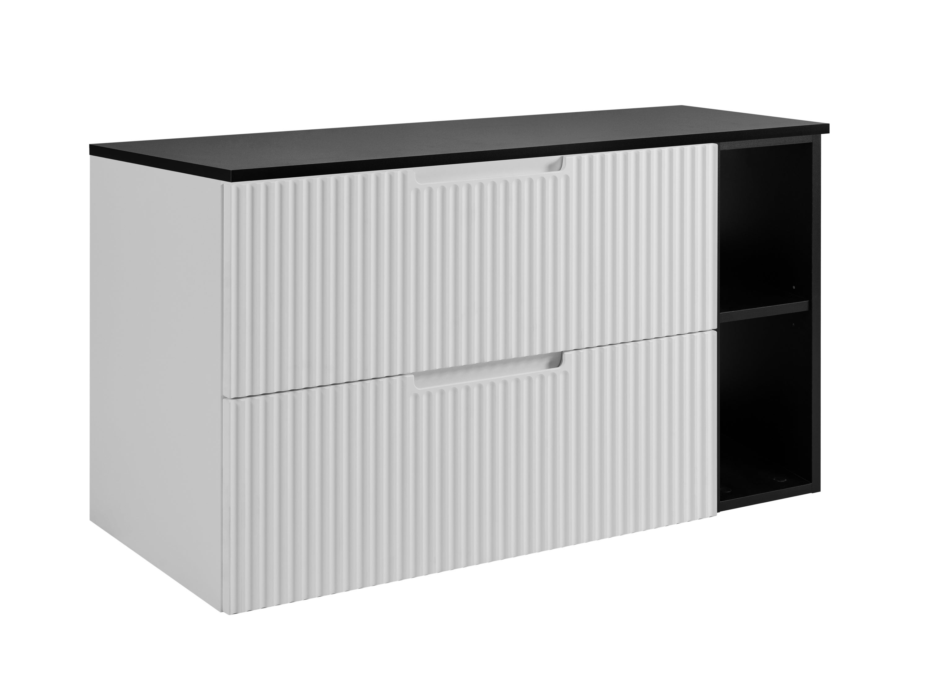 Szafka łazienkowa, biało-czarna, 100 (80 + 20) x 58,6 x 46 cm