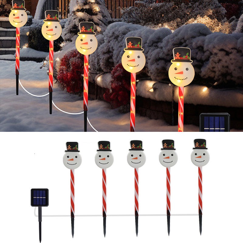 5 PCS Solar Christmas Channel Lights, wodoodporne oświetlenie krajobrazowe LED Christmas Decoration Lights, ciepłe światło, odpowiednie na podwórko
