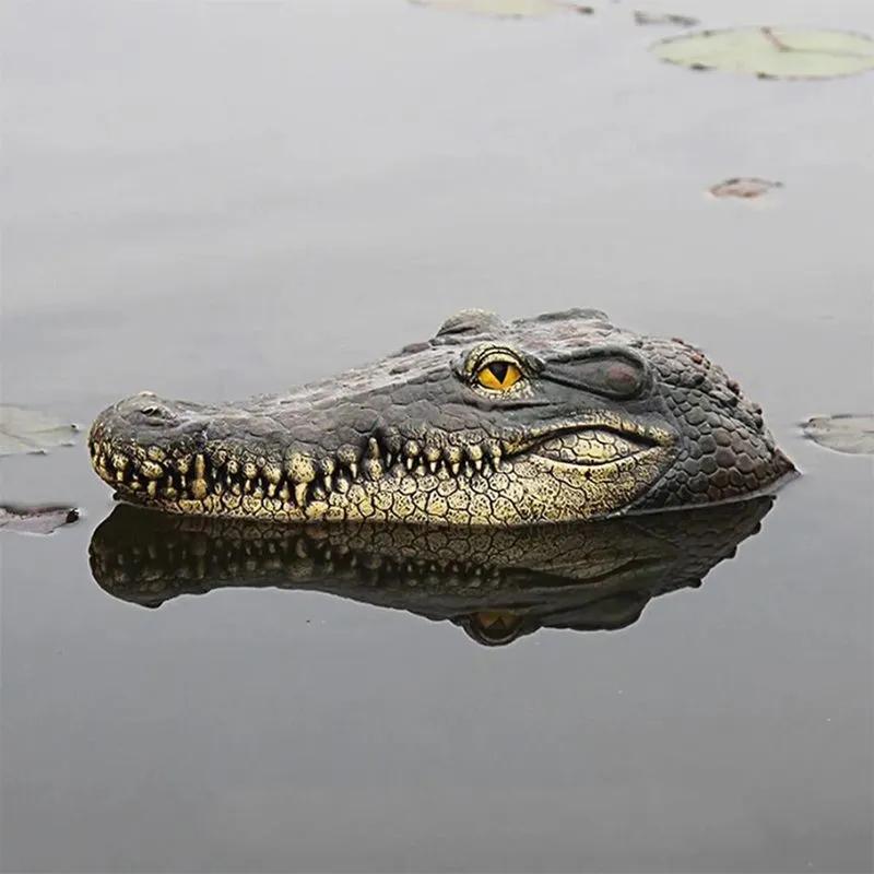 Figura krokodyla ogrodowego – głowa drapieżnika z żywicy, 32 cm, dekoracja na trawnik
