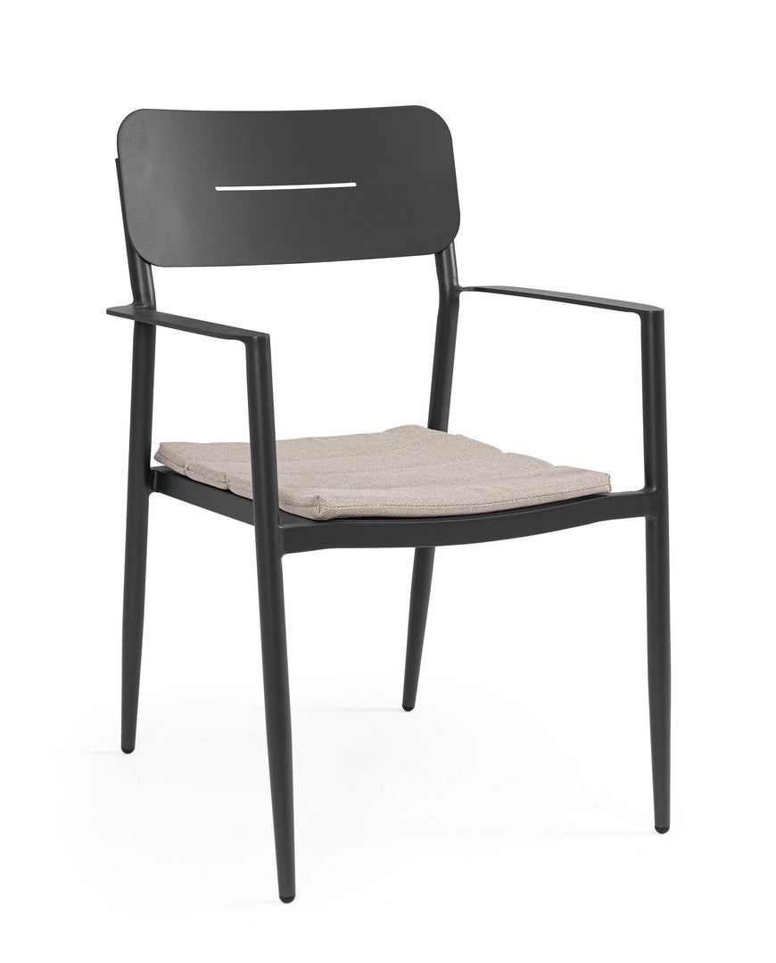 Zestaw 6 szt.: Krzesło "NICOSIA", aluminium, antracytowy, z podłokietnikami