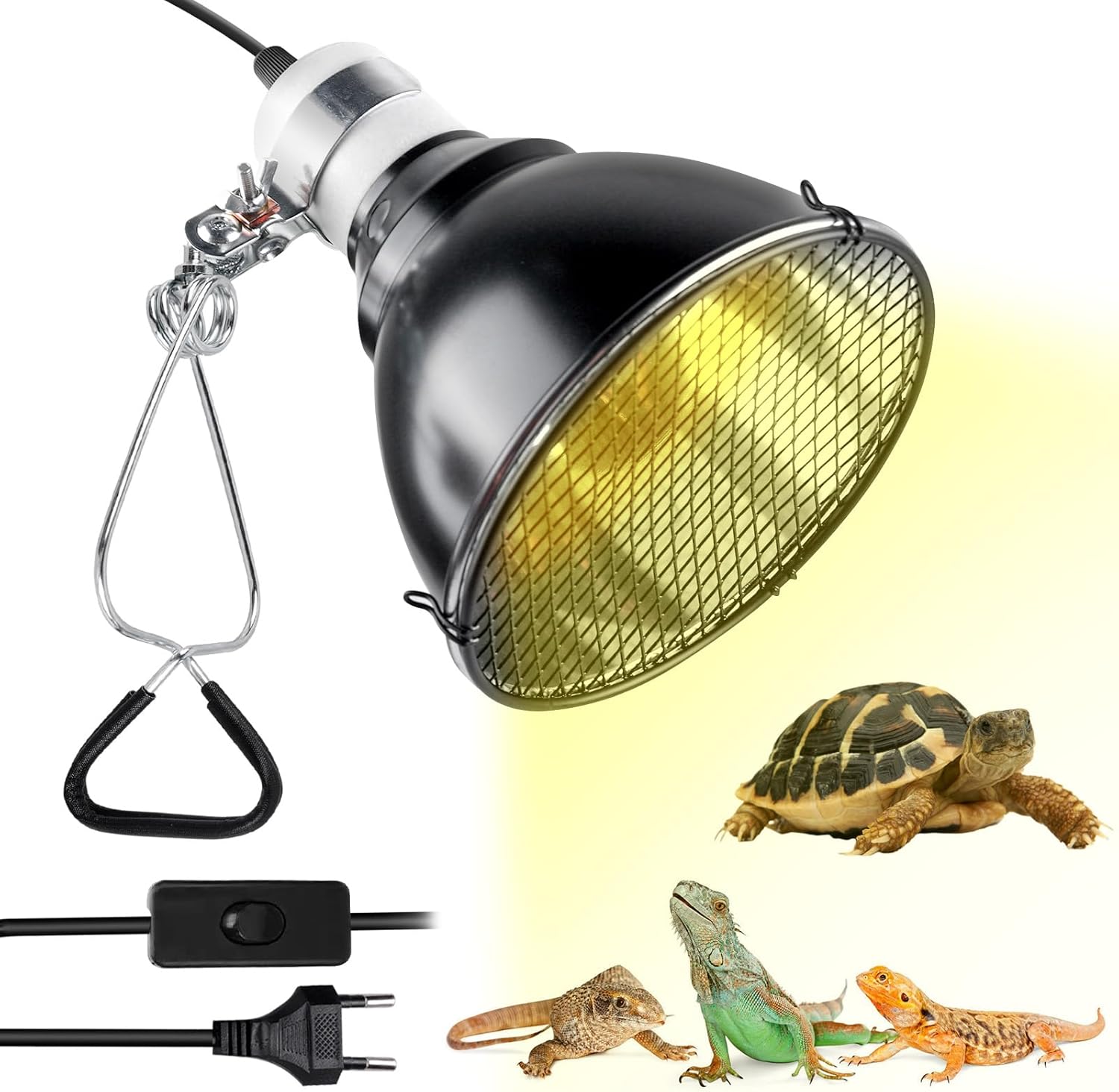 Lampa grzewcza dla żółwi, lampa grzewcza do terrarium dla gadów, gniazdo E27, 200 W lampa do terrariów i akwariów