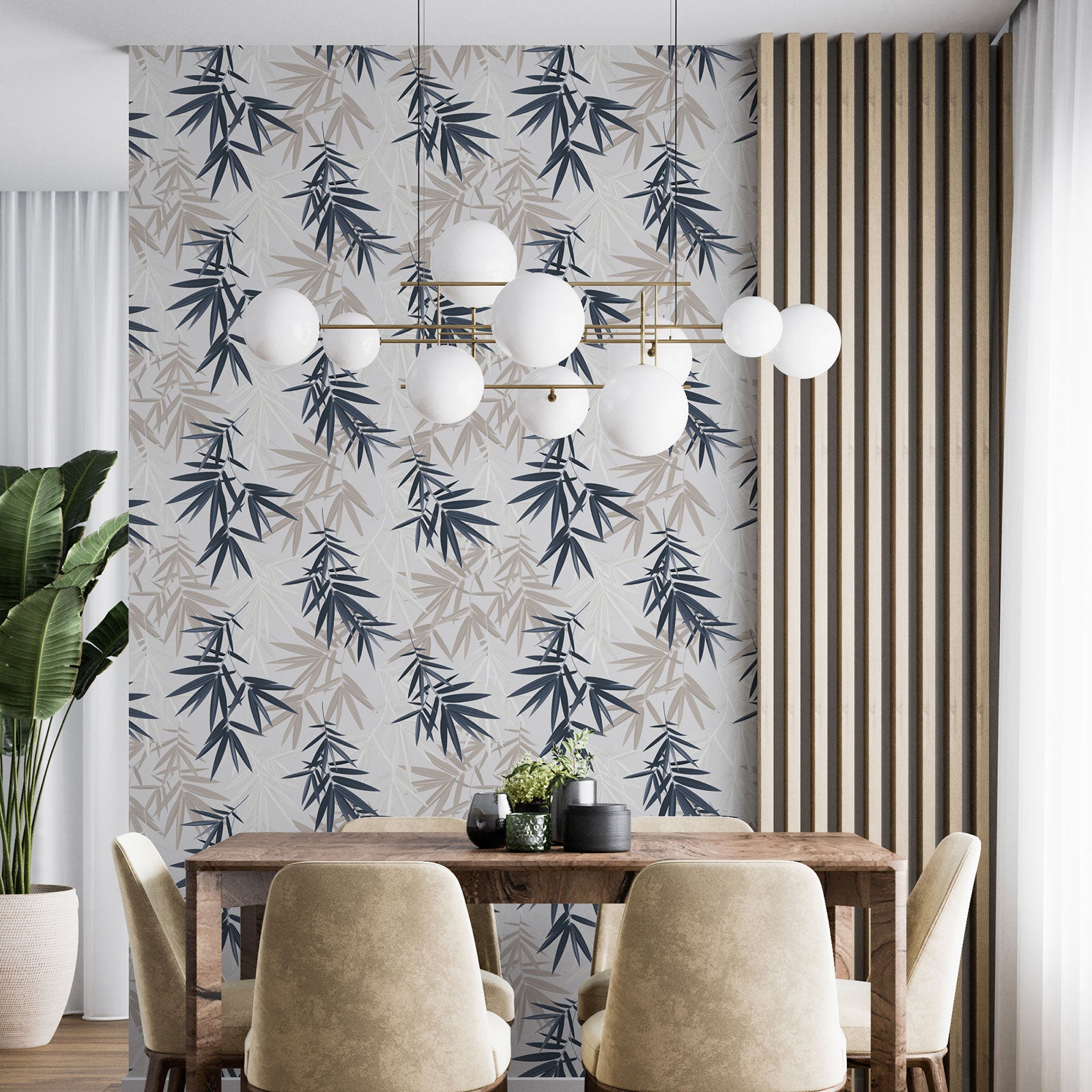 Dekoracyjna tapeta flizelinowa - Wzór botaniczny - Papier Standard 130 g, 8 brytów 60x260 cm - Powierzchnia: szer. 480 x wys. 260 cm