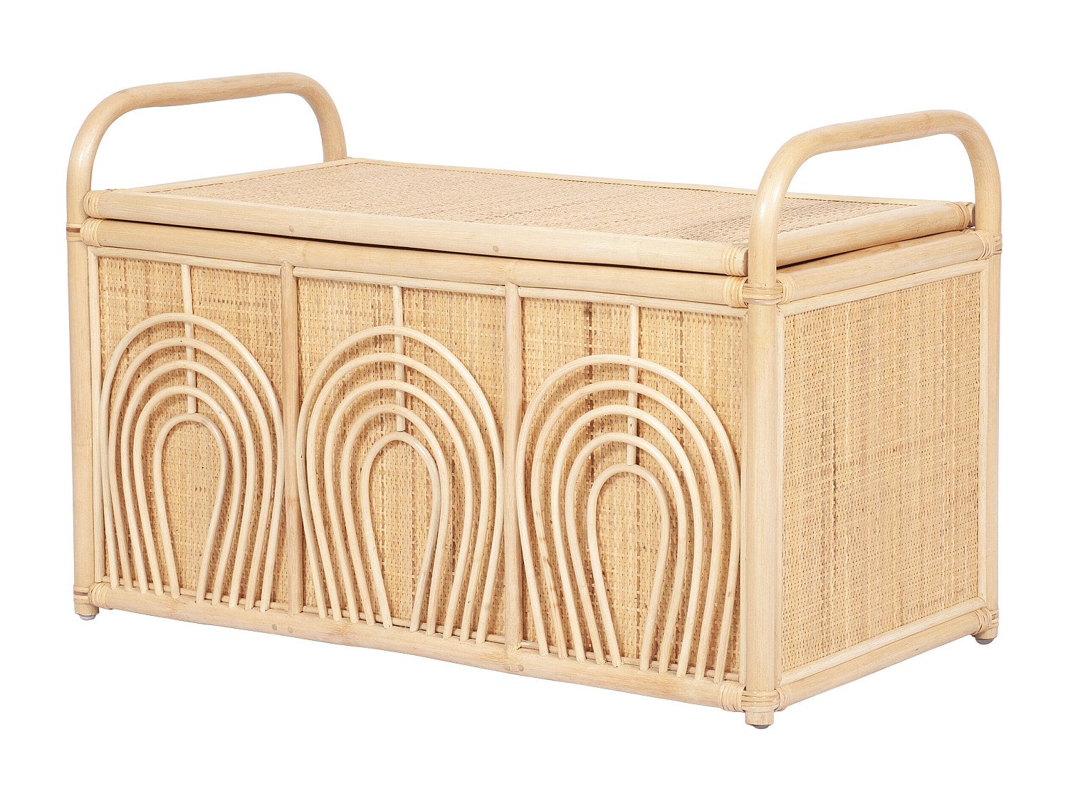 Skrzynia do przechowywania z plecionego rattanu – dł. 91 × szer. 48 × wys. 58 cm – naturalna – LUMORA