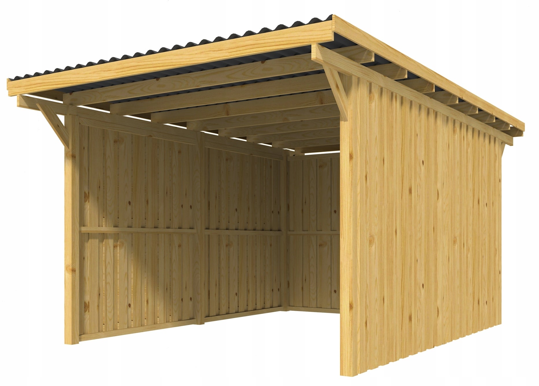 Wiata garażowa RSCBis drewniana 300 x 500 cm z dachem PVC i 5 ścianami 1 szt.