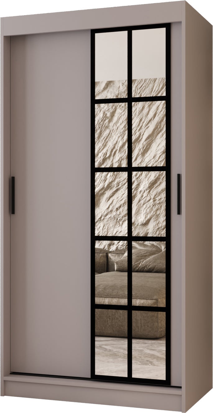 Szafa przesuwna z lustrem ORLANDO 100 x 62 x 200 kaszmir + u. czarny