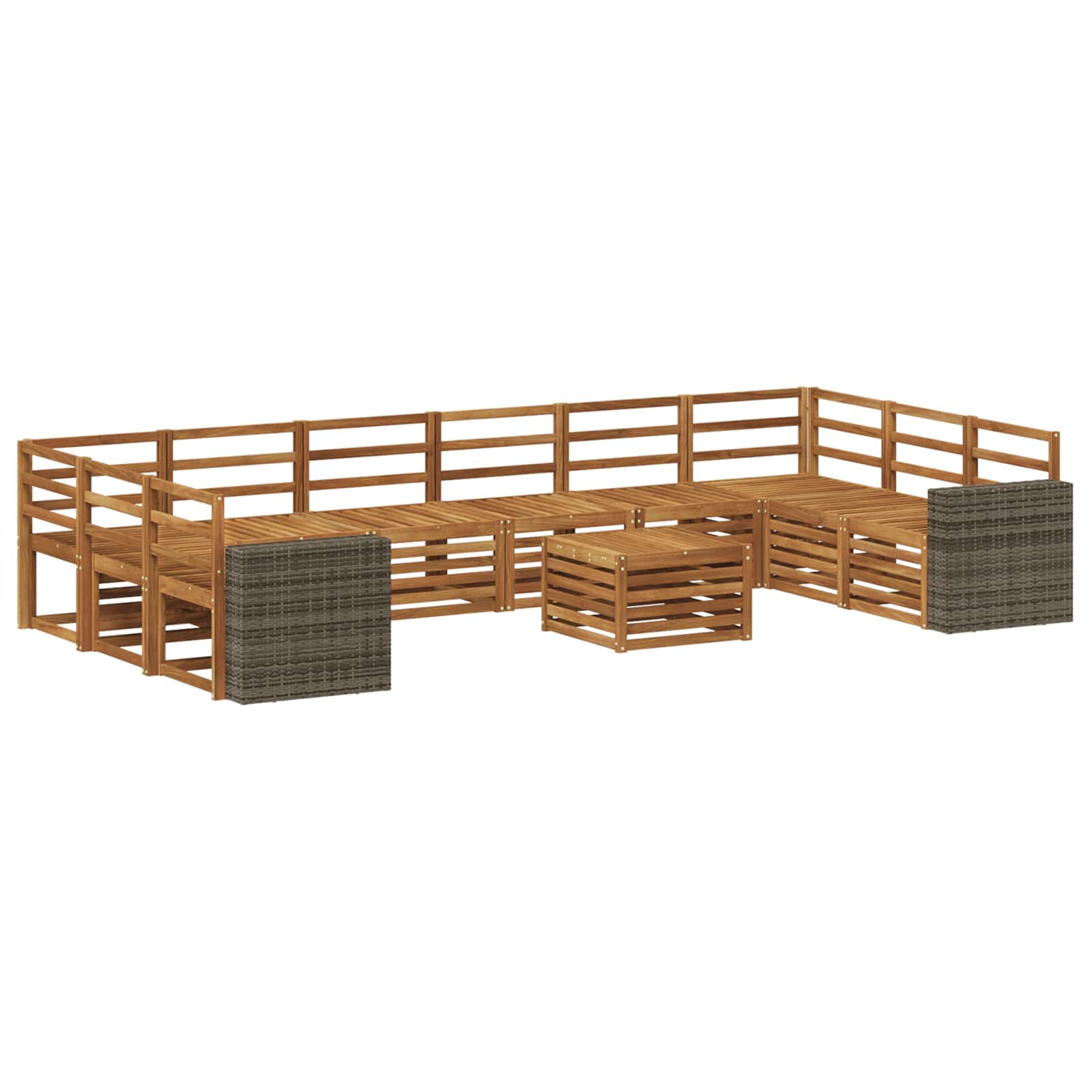 Zestaw sof na zewnątrz 11 pcs naturalny Lite Drewno Akacji