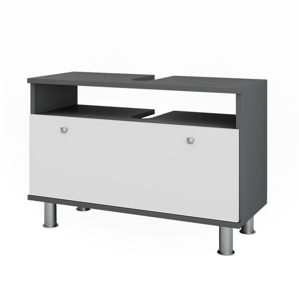 Vicco Szafka pod umywalkę Fynn, Biały wysoki połysk/antracyt, 80.2 x 54 cm z szufladą