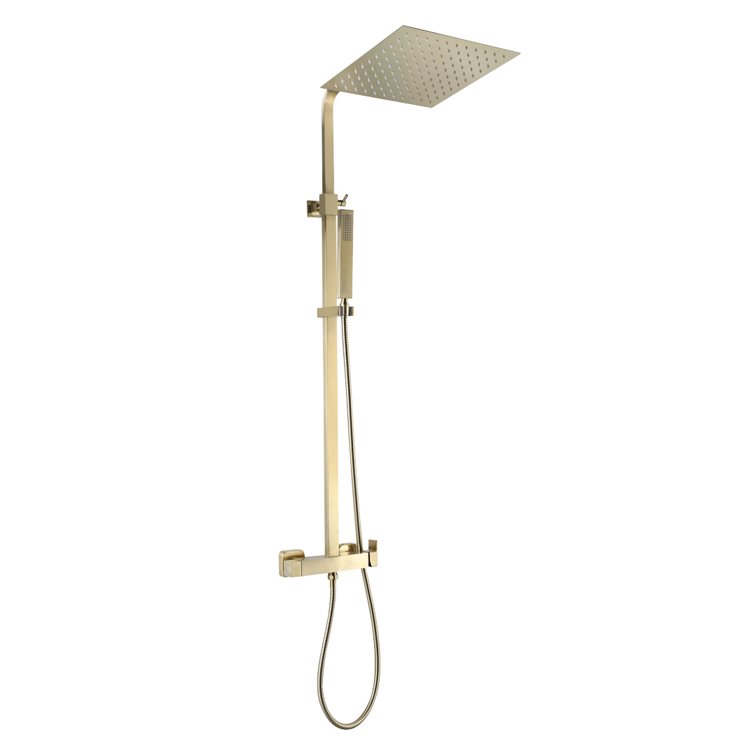 Square II kwadratowa kolumna prysznicowa szczotkowanego mechaniczna złota