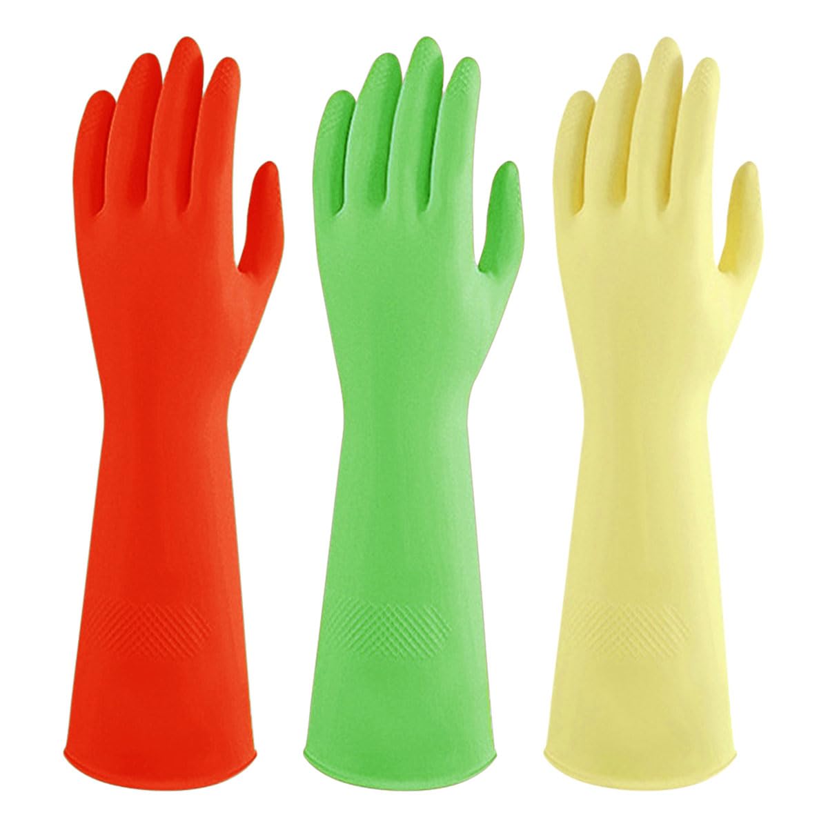3 pary rękawiczek domowych (rozmiar L) Gumowe rękawice do mycia naczyń, bardzo grube, rękawy 38 cm