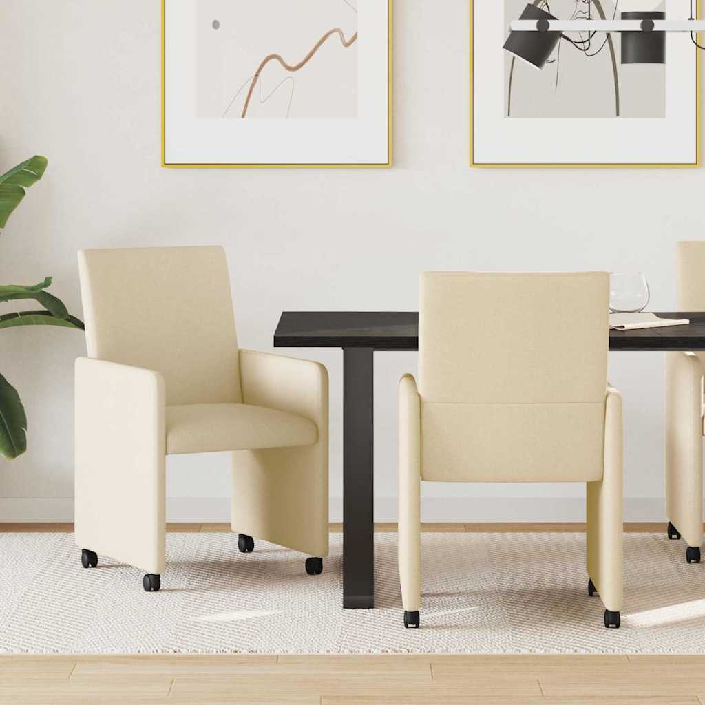 Krzesełka jadalne na kółkach 2 pcs Kremowy 57 x 66 x 94 cm vidaXL