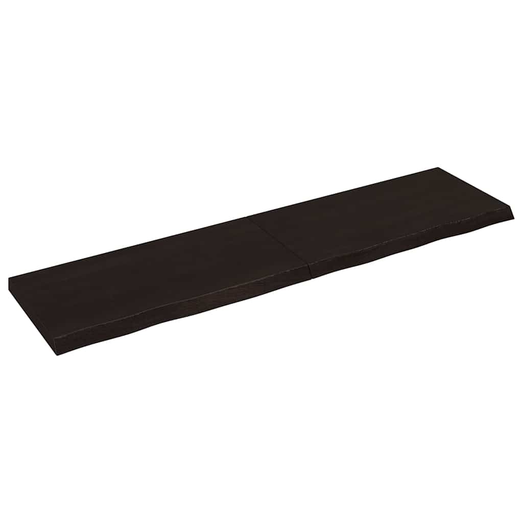 Blat Drewniany Dębowy Lity do Stołu 200x50 cm Grubość 2-6 cm Ciemnobrązowy