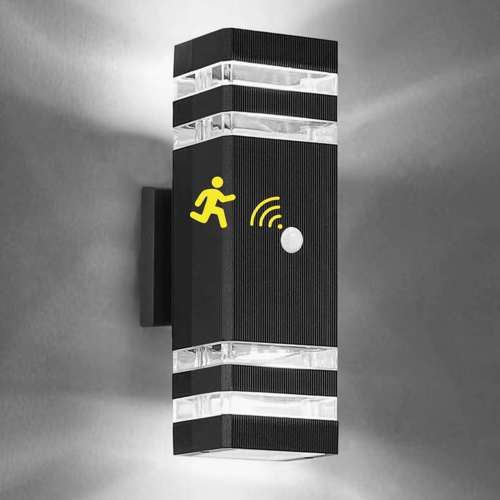 Zewnętrzna lampa ścienna z czujnikiem ruchu oświetlenie zewnętrzne wysokie niskie wodoodporne nadaje się do ganków i garaży białe światło