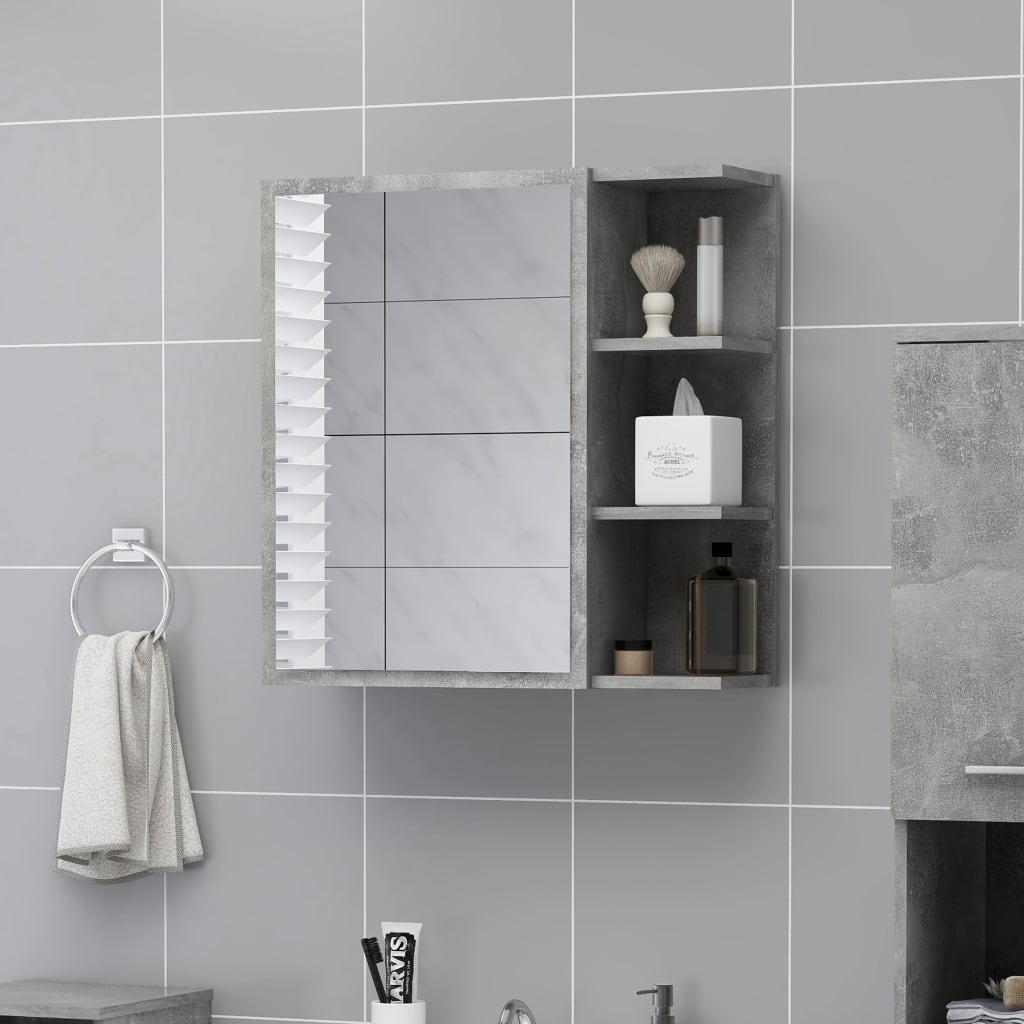 Szafka łazienkowa z lustrem, szarość betonu, 62,5x20,5x64 cm vidaXL
