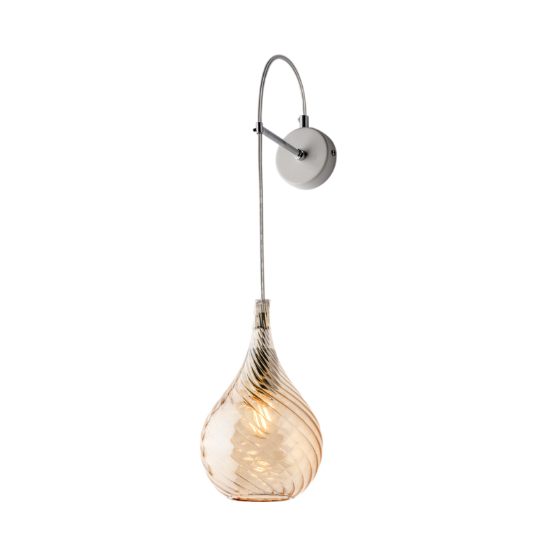 Applique in ferro con vetro ambra pyrex 1 luce H.60 - L.14 - P.21