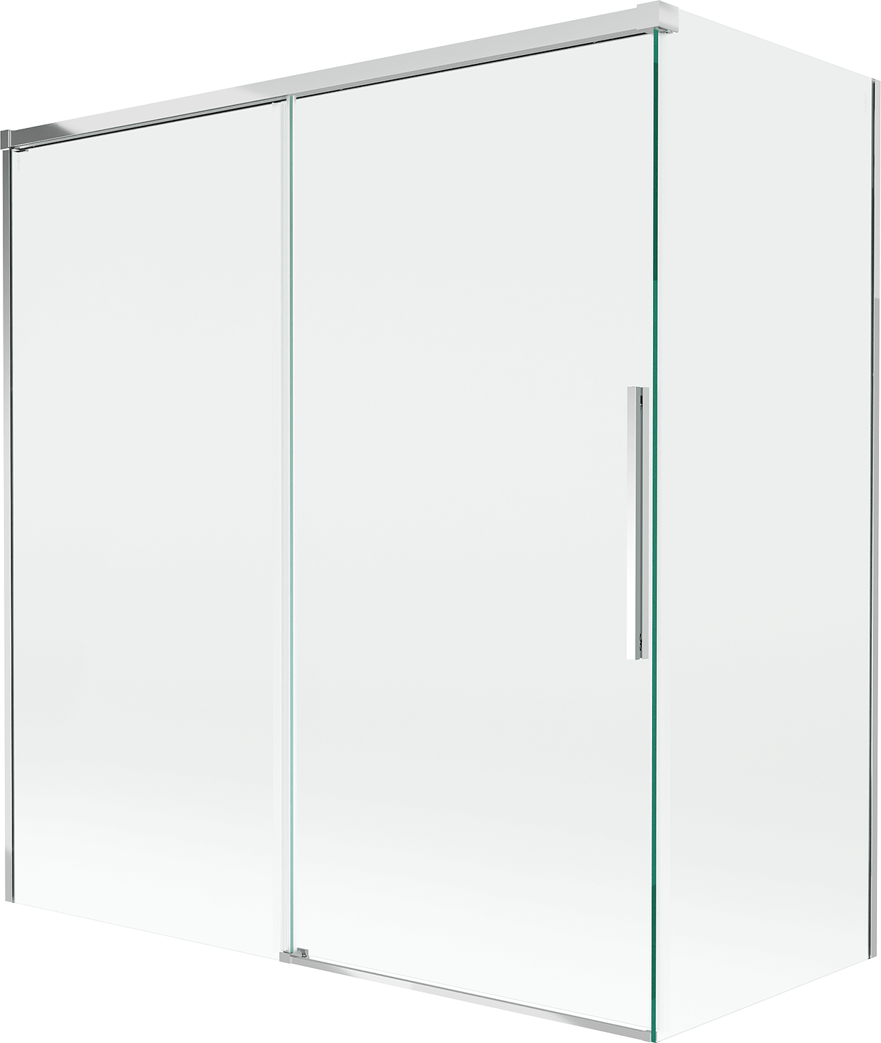Mexen Rox parawan nawannowy 2-skrzydłowy rozsuwany 150 + 70 x 150 cm, transparent, chrom - 8C9-150-070-01-00