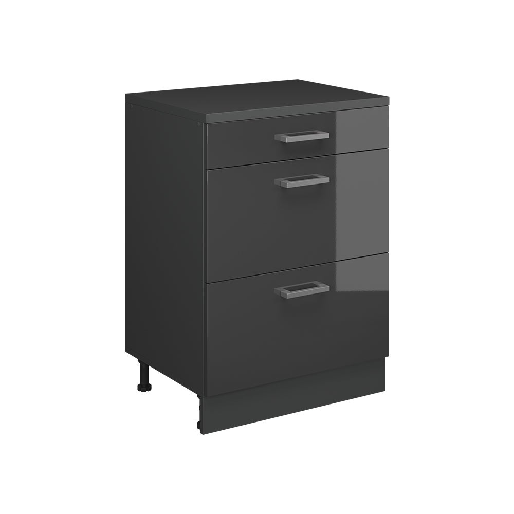 Vicco Komoda rozszerzająca Rion, Antracyt połysk/Antracyt, 60 x 46 cm bez skosu z 3 szufladami