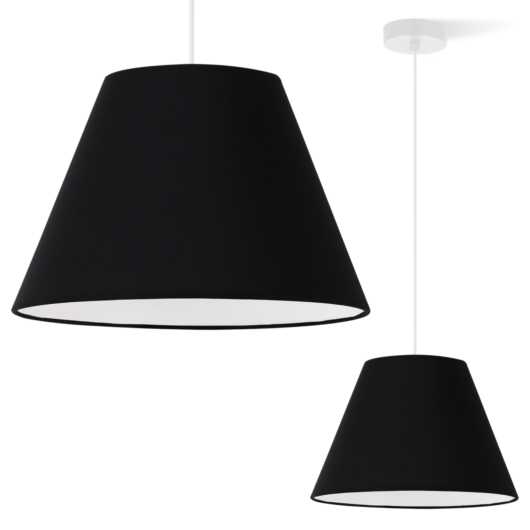 Lampa sufitowa wisząca biała Light Home LH Gaja 1xE27 abażur stożek 30cm czarny