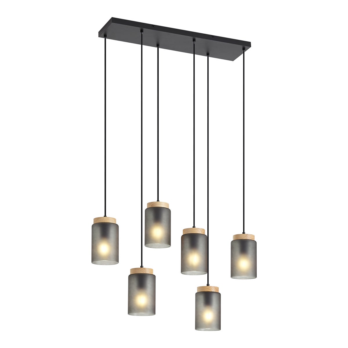 Qazqa nowoczesny lampa wisząca z kloszem (5 punktów) do stołu jadalnego - Umbra - czarny, max. 15w, e27, z 6 punktami