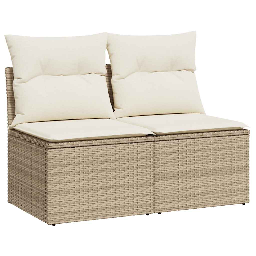 Sofa Ogrodowa Modułowa 2-Osobowa Technorattan Beżowa z Poduszkami na Taras