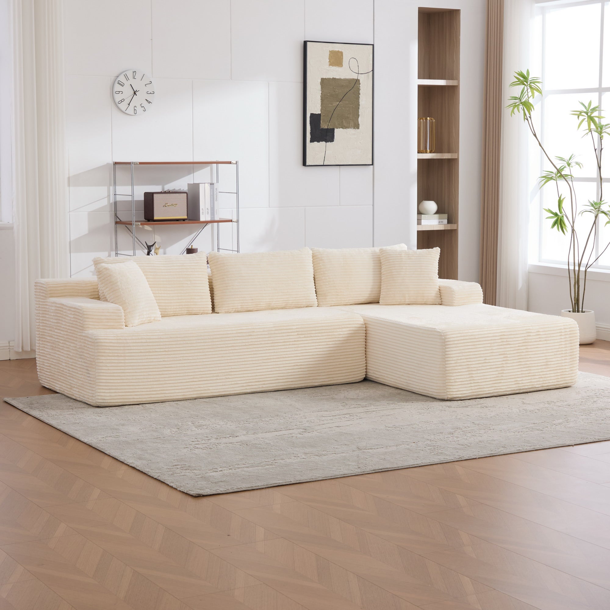Modułowa sofa kompresyjna wykonana z tkaniny szenilowej wypełniona pianką wysokoelastyczną 30D. Łatwe do przenoszenia i z antypoślizgową podstawą