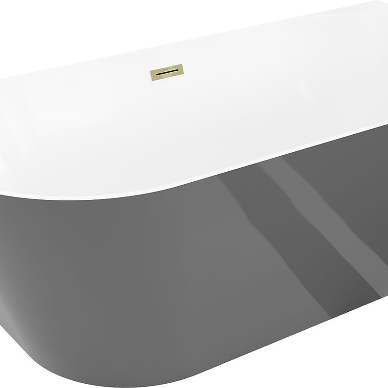 Mexen Oval Slim wanna wolnostojąca przyścienna 170 x 80 cm, biała/szara, przelew złoty - 52661708062-50