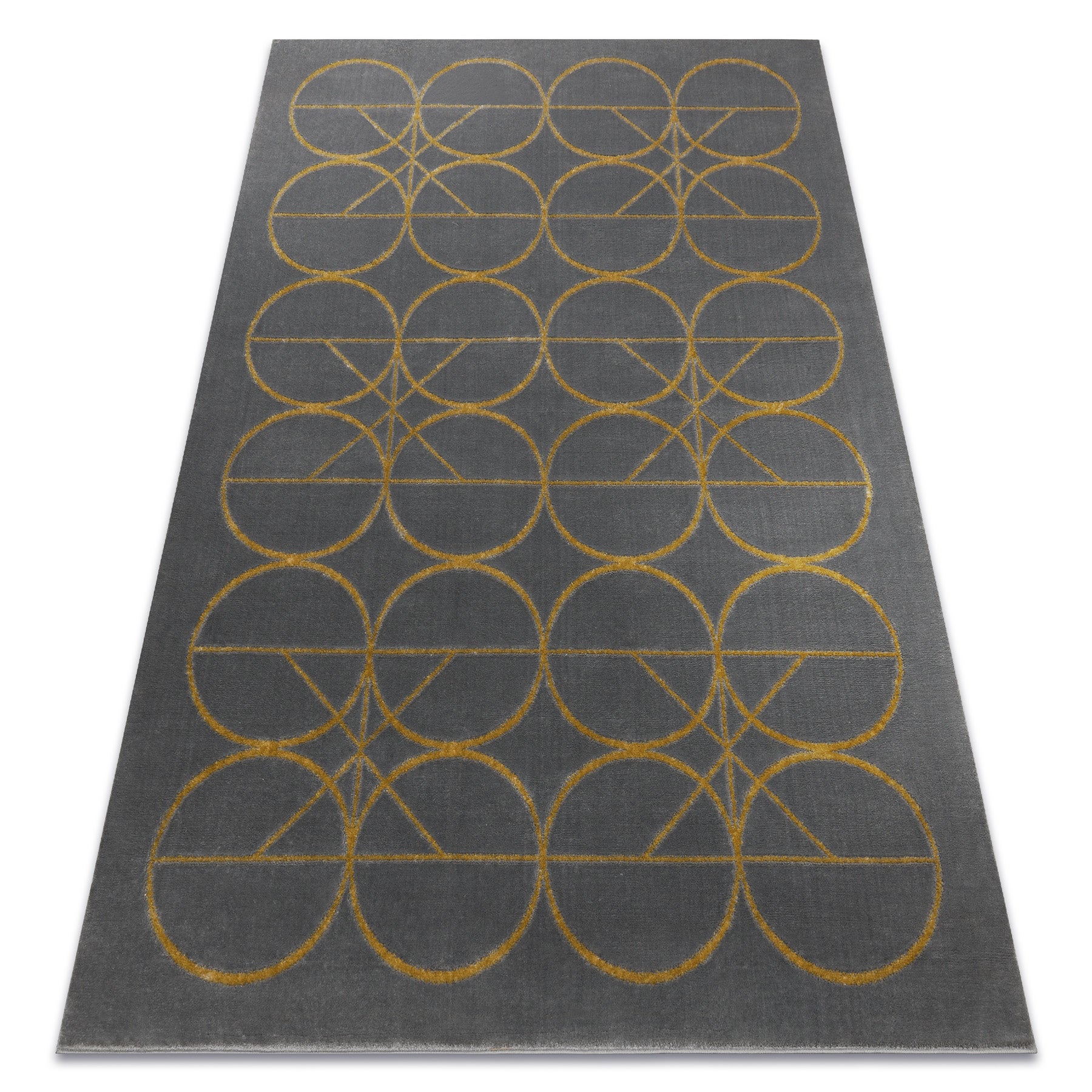 Dywan EMERALD ekskluzywny 1010 glamour, stylowy koła szary / złoty 180x270 cm