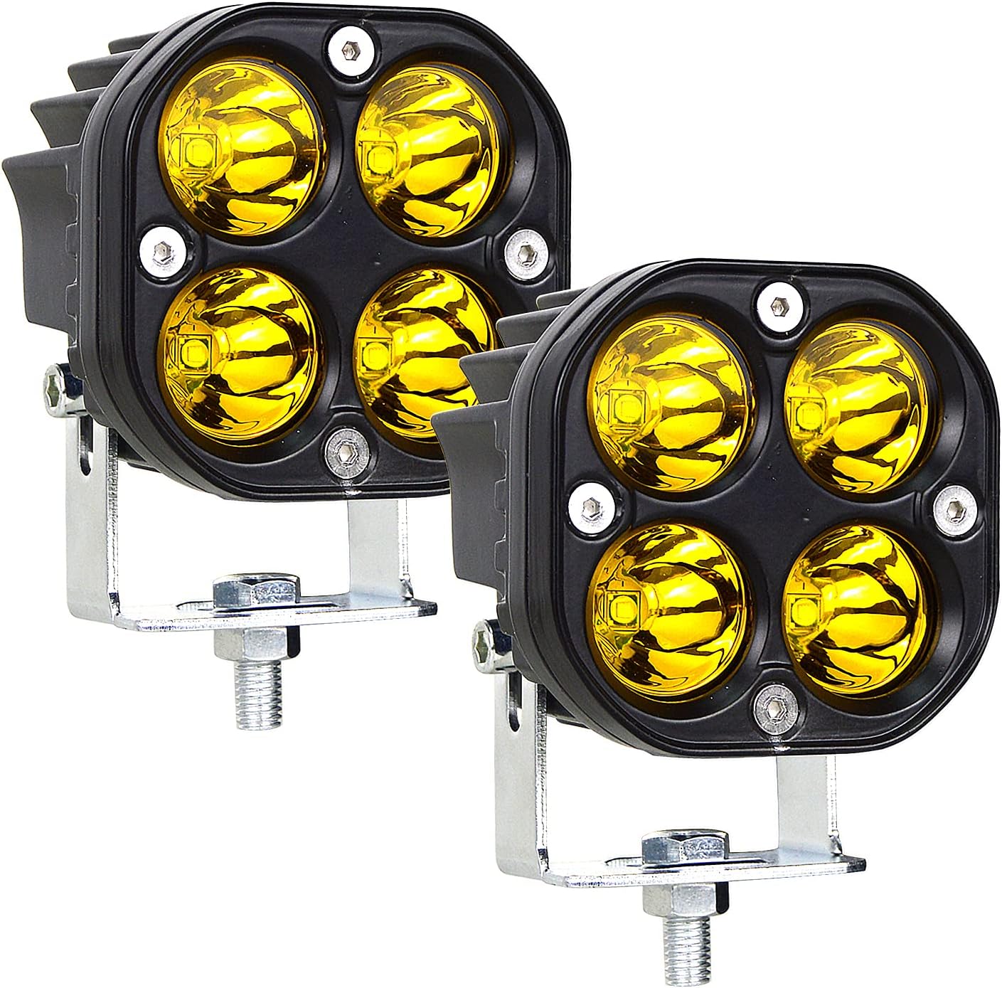 2 szt. reflektorów roboczych LED do ciągnika 7,6 cm 3'' 40 W żółty projektor LED 12 V 24 V wodoodporny IP67 światła przeciwmgielne LED do samochodów 4