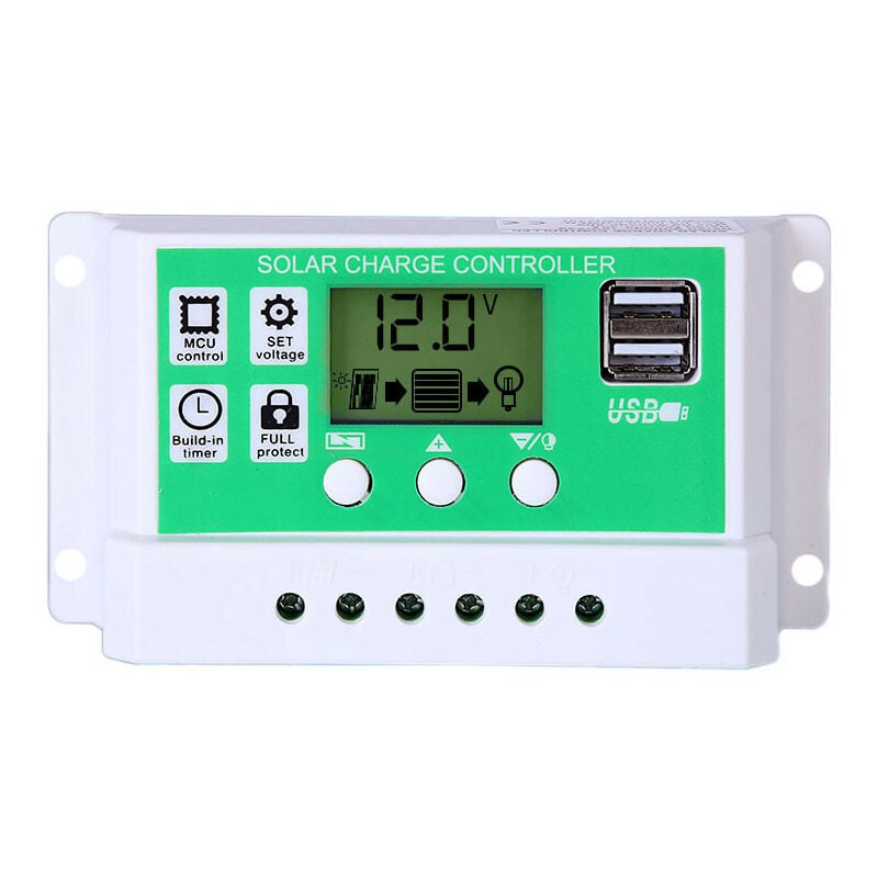 Kontroler ładowania paneli słonecznych 30A do akumulatorów ołowiowych/litowych 12V/24V. Inteligentny kontroler ładowania z wyświetlaczem LCD i dwoma p