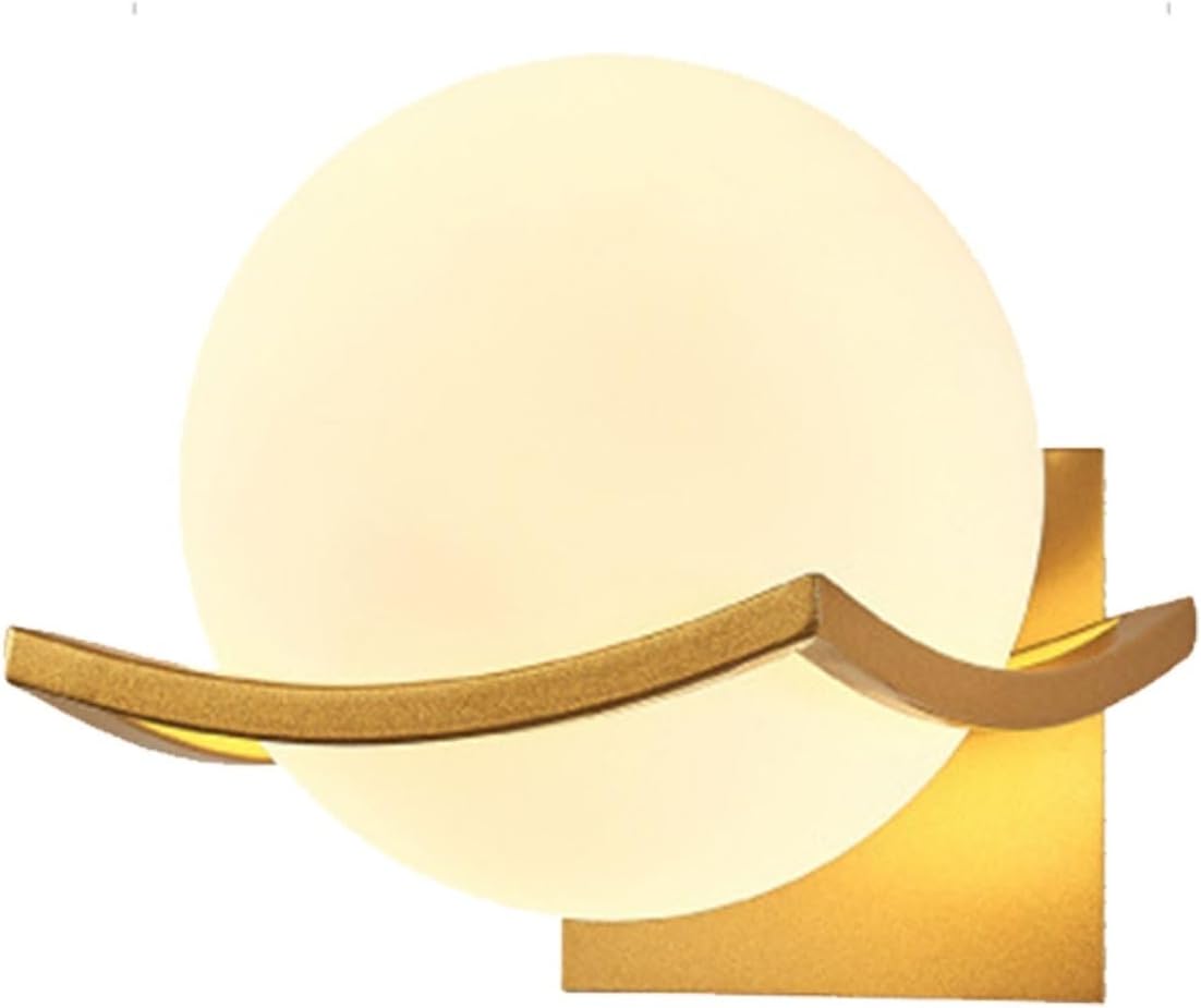 Kinkiet, lampa ścienna do wnętrz, lampa ścienna do sypialni, złota lampa ścienna (żarówka nie jest dołączona), złota obudowa, mlecznobiały
