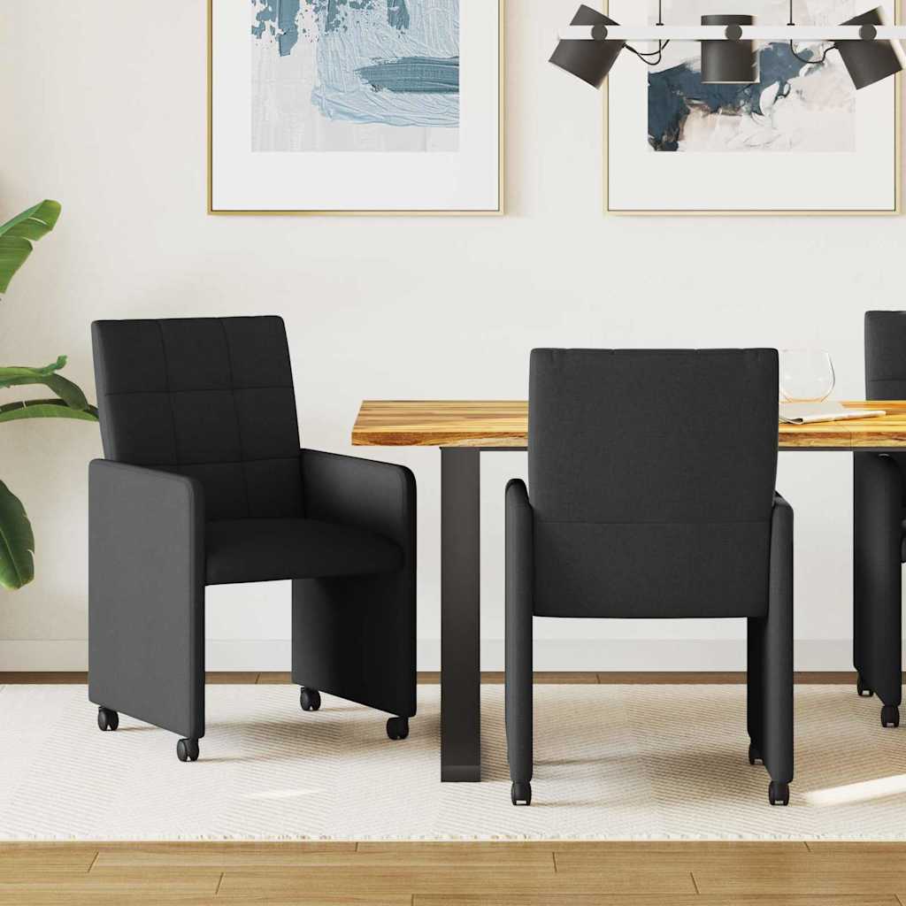 Krzesełka jadalne na kółkach 2 pcs Czarny 58 x 65 x 94 cm vidaXL