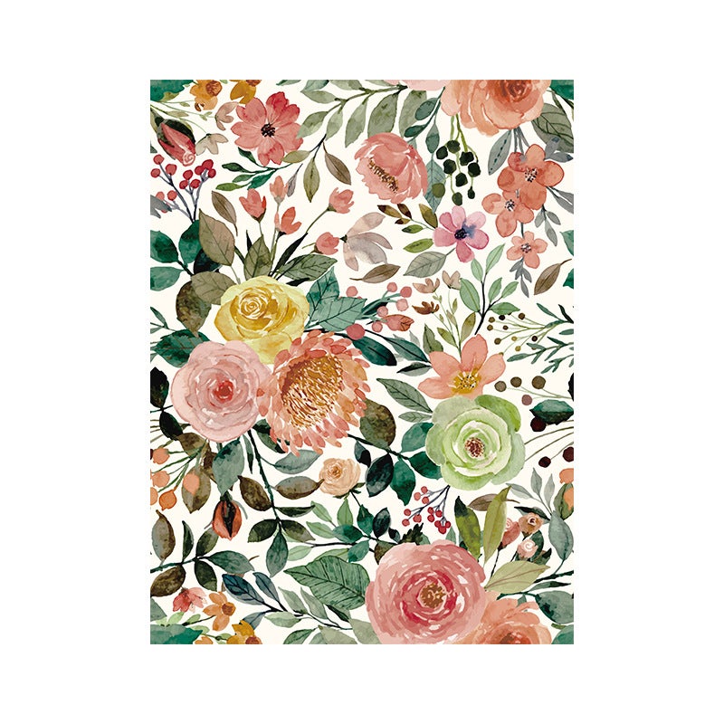 Tapeta w kwiaty do odklejenia i przyklejenia, dekoracja ścienna w stylu impresjonistycznym w kolorze różowym (10 m x 45 cm)