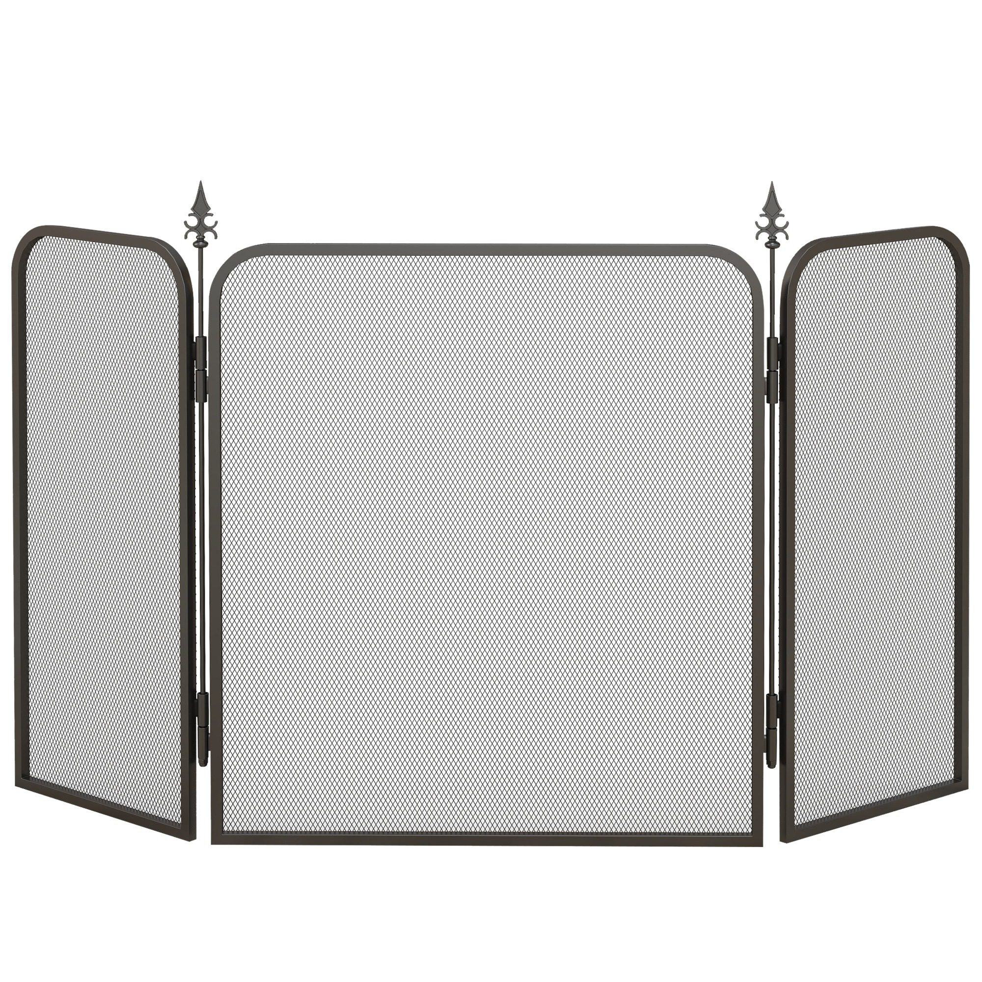Osłona kominkowa 3-panelowa, składana metalowa osłona kominkowa, 96 x 1,3 x 56 cm, czarna