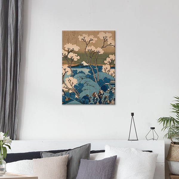 Japońskie kwiaty, wydruk na drewnie, 30x42
