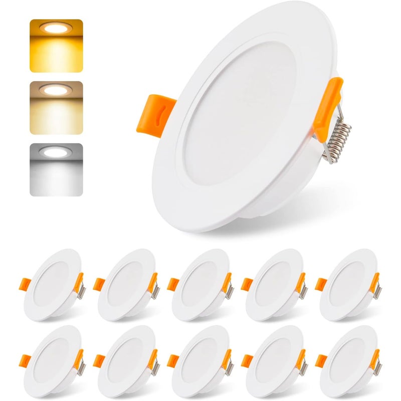 Wpuszczane reflektorki LED, 230 V, płaskie, 5 W, zestaw 10 sztuk; jasne wpuszczane oświetlenie LED do łazienki, salonu, kuchni, sypialni