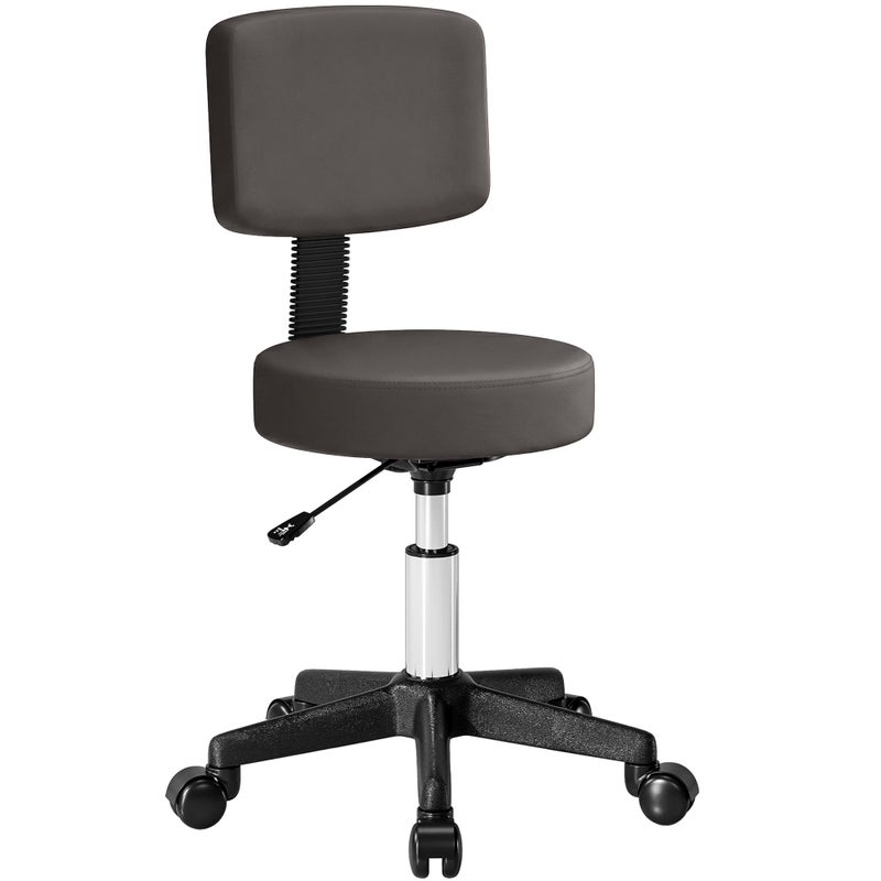 Fotel masujący z kółkami, regulowany na wysokość, obrotowy, z ergonomicznym oparciem, szary