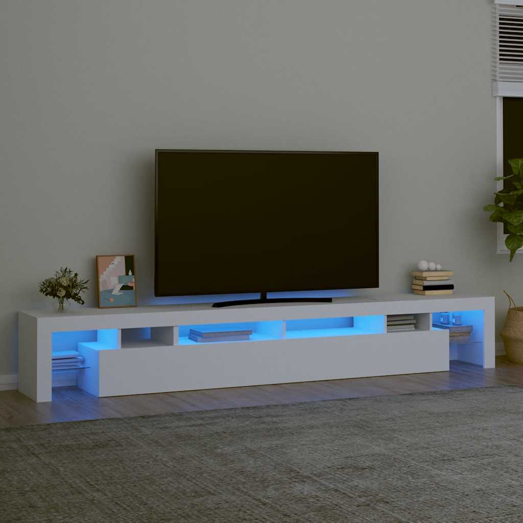vidaXL Szafka TV z oświetleniem LED, biała, 260x36,5x40 cm