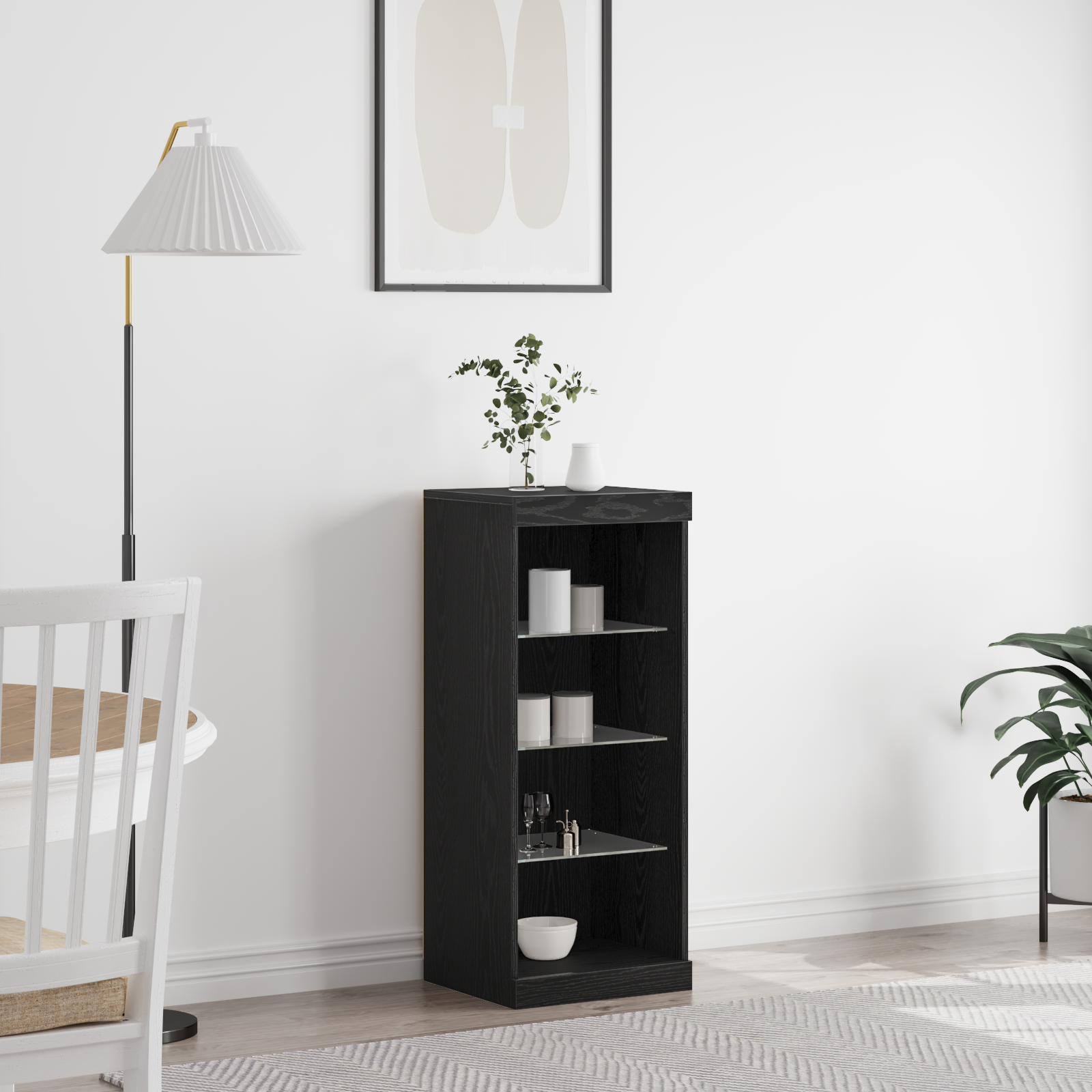 vidaXL Komoda LED Czarny Dąb 41 x 37 x 100 cm Materiał drewnopochodny