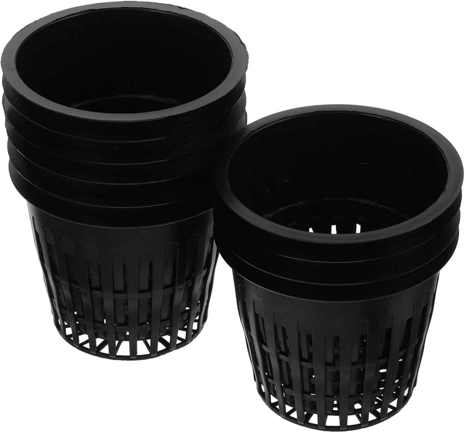 Doniczki hydroponiczne, 10 sztuk, koszyki hydroponiczne, 8 cm, doniczki z siatki plastikowej, czarne, odpowiednie do uprawy w ogrodzie hydroponicznym.