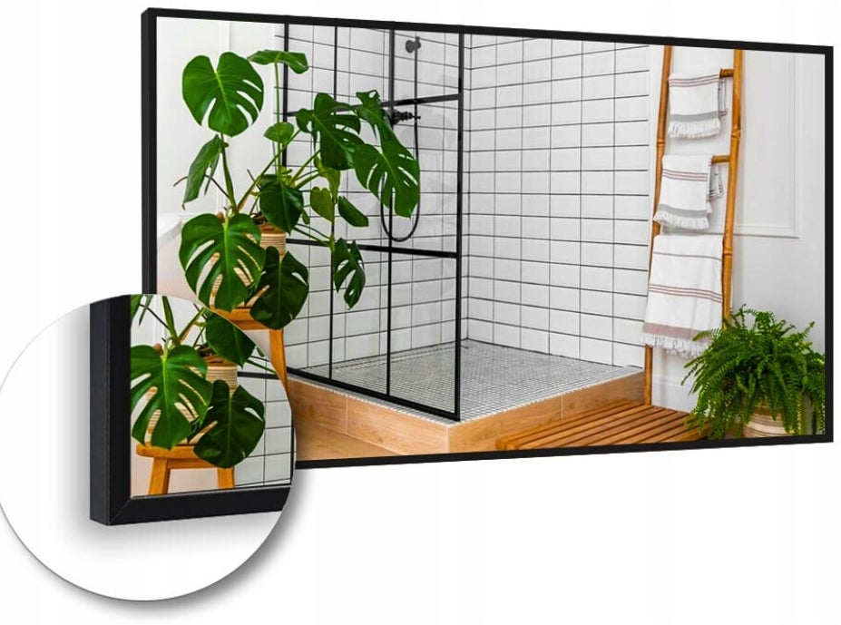 Lustro 90X50 W Czarnej Ramie Aluminiowej Mat Loft Bez Oświetlenia Loftowe