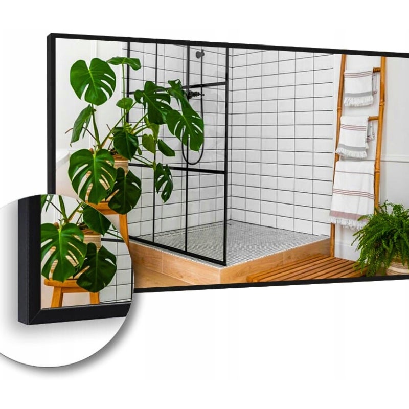 Lustro 90X50 W Czarnej Ramie Aluminiowej Mat Loft Bez Oświetlenia Loftowe