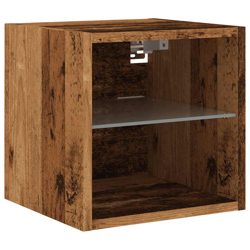 Ścienna szafka TV z LED, stare drewno, 30x28,5x30 cm