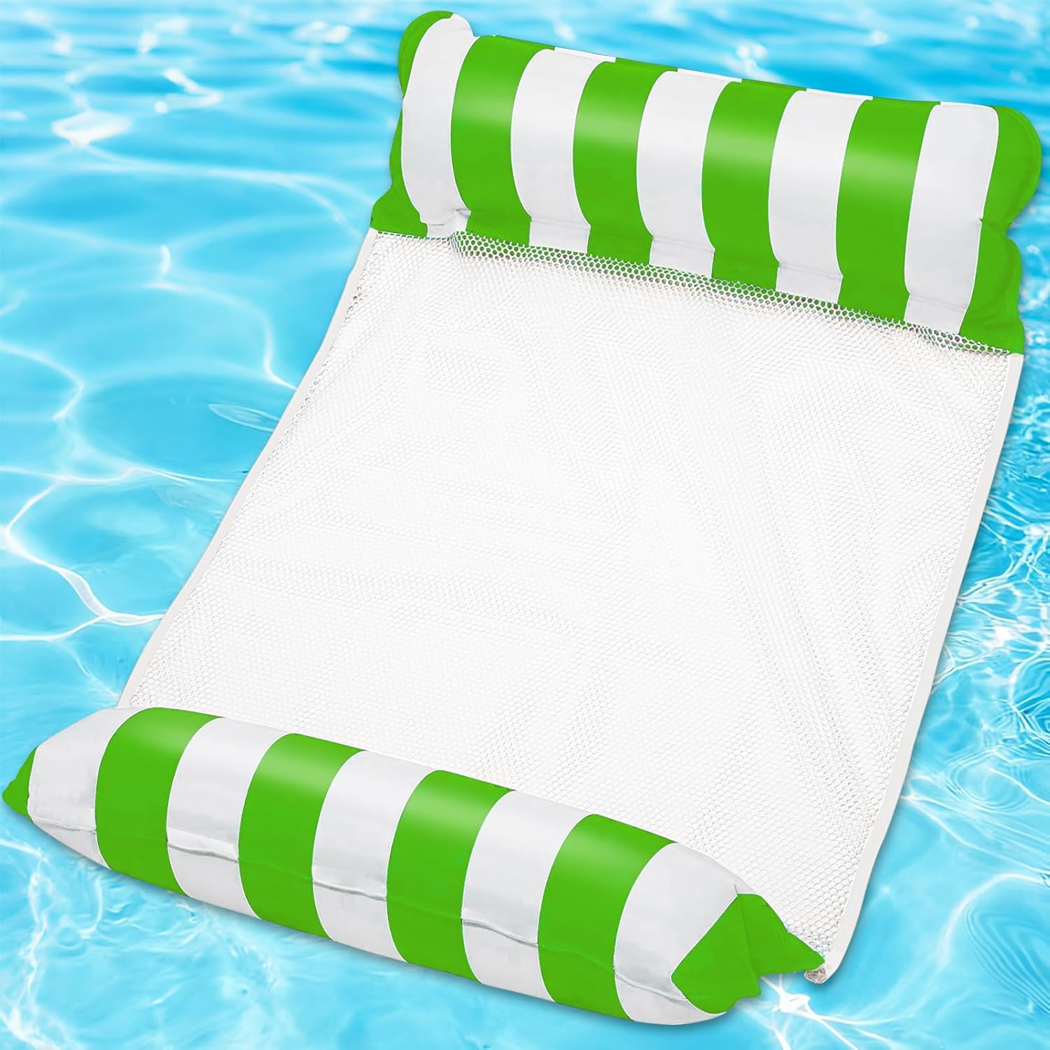 Dmuchany materac basenowy – 120 x 70 cm – Wytrzymały PVC – Do użytku jako hamak lub leżak – Zielony
