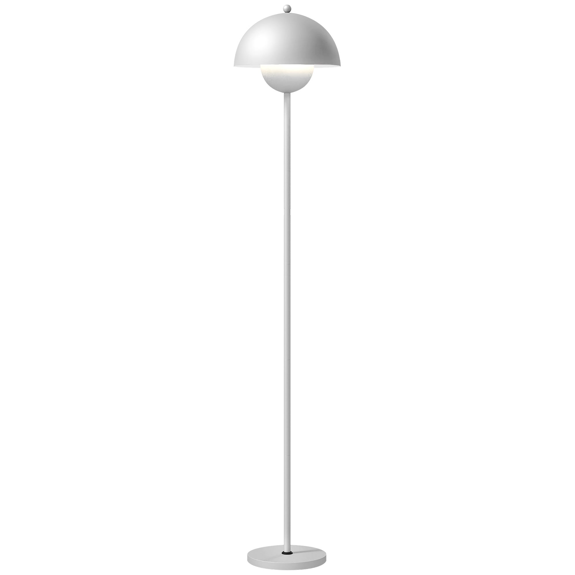 Nowoczesna lampa podłogowa do salonu z kloszem miskowym, włącznikiem nożnym, gniazdem E27 (żarówka nie jest dołączona), Ø30 x 155 cm, srebrna