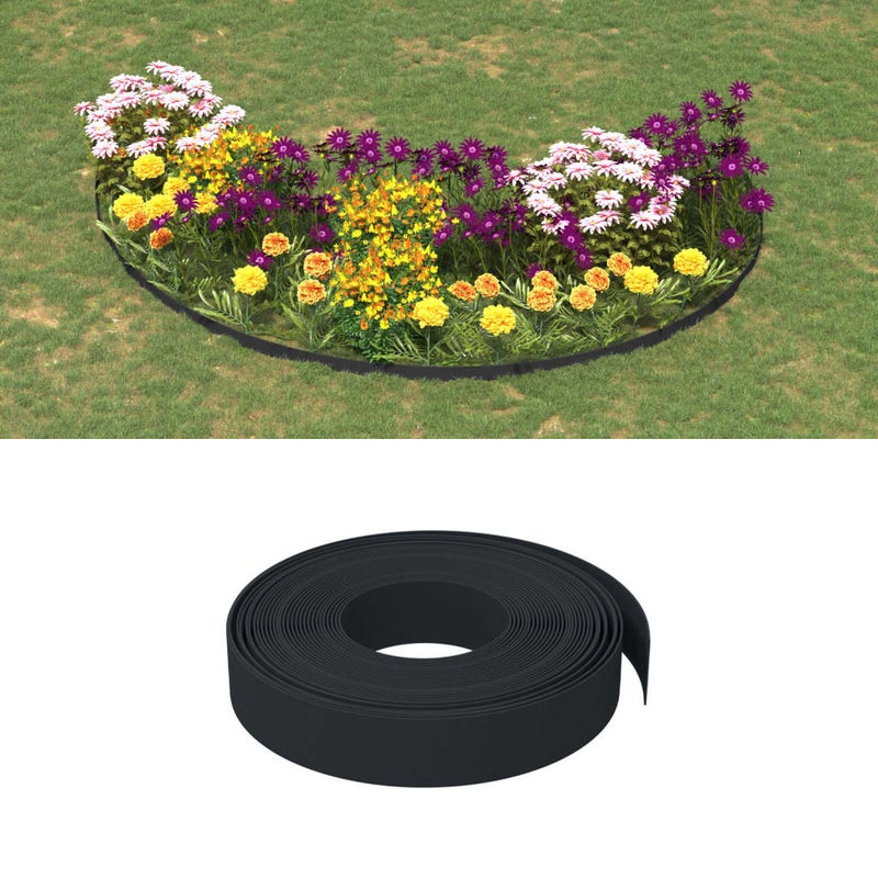 Obrzeża ogrodowe, 3 szt., czarne, 10 m, 10 cm, polietylen vidaXL
