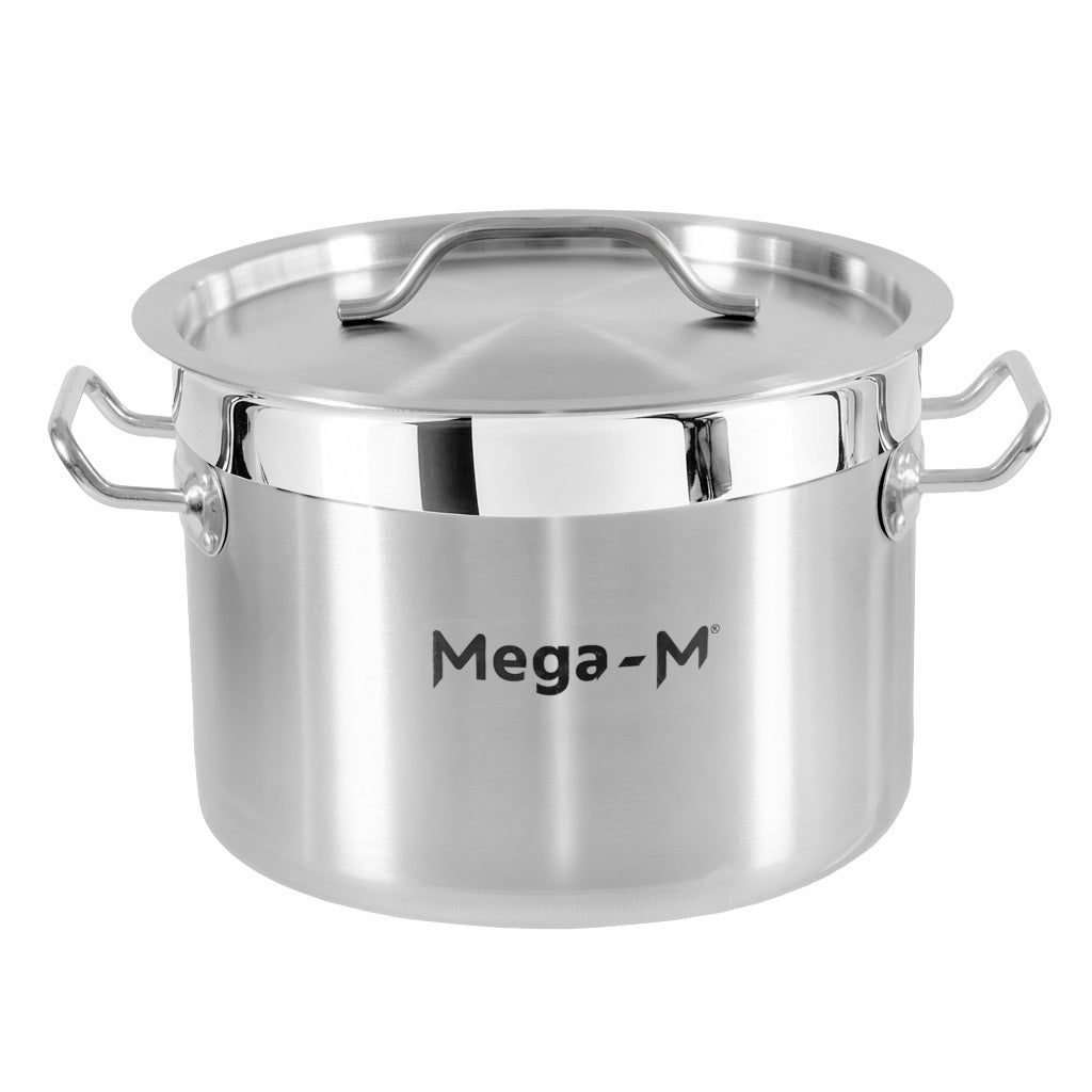 Garnek z pokrywką ze stali nierdzewnej Mega-M PRO 9L średnica 25 cm