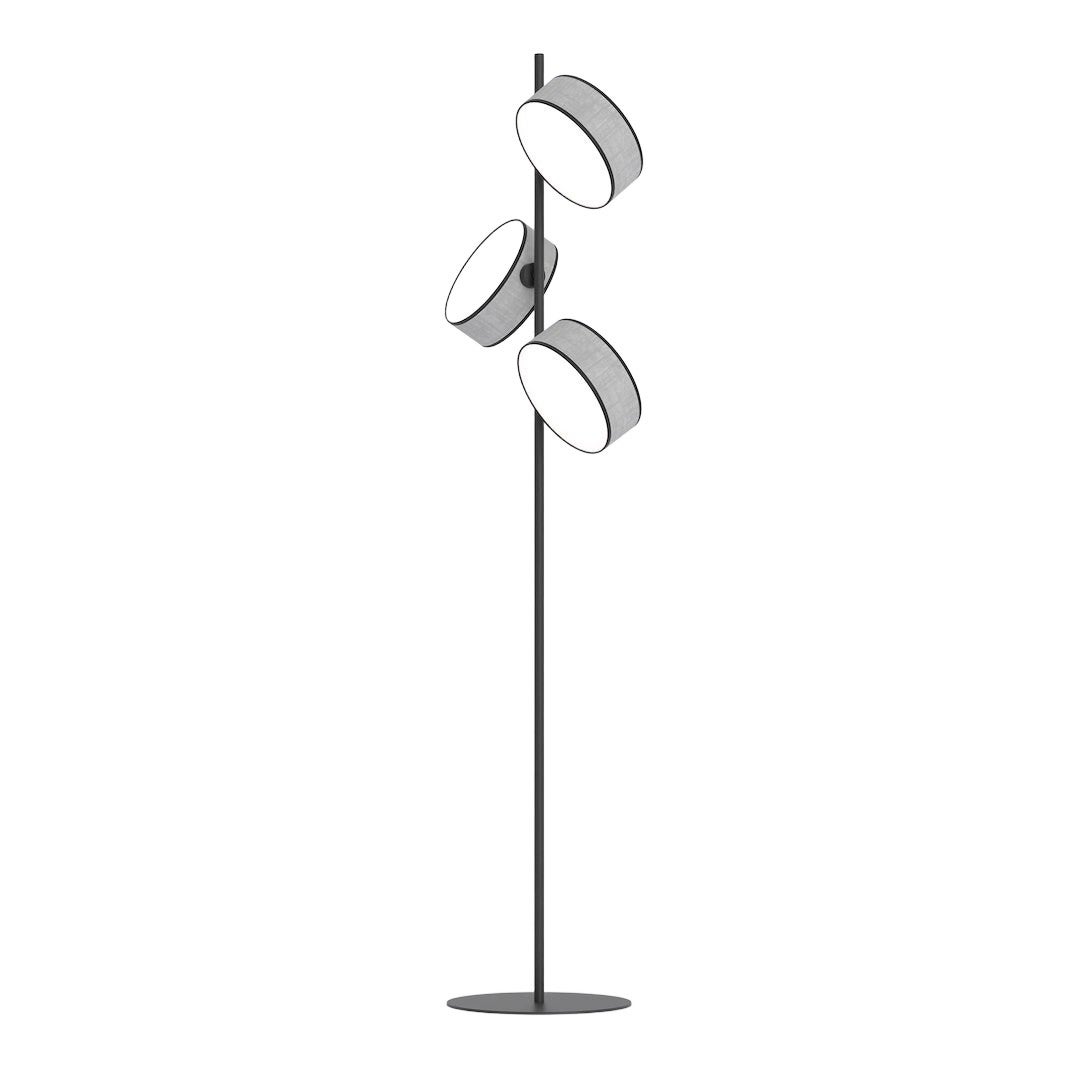 Lampa stojąca minimalistyczna DRUMZ czarno-szara 3xE14x10W tkanina wym:160x46x29cm IP20 Emibig
