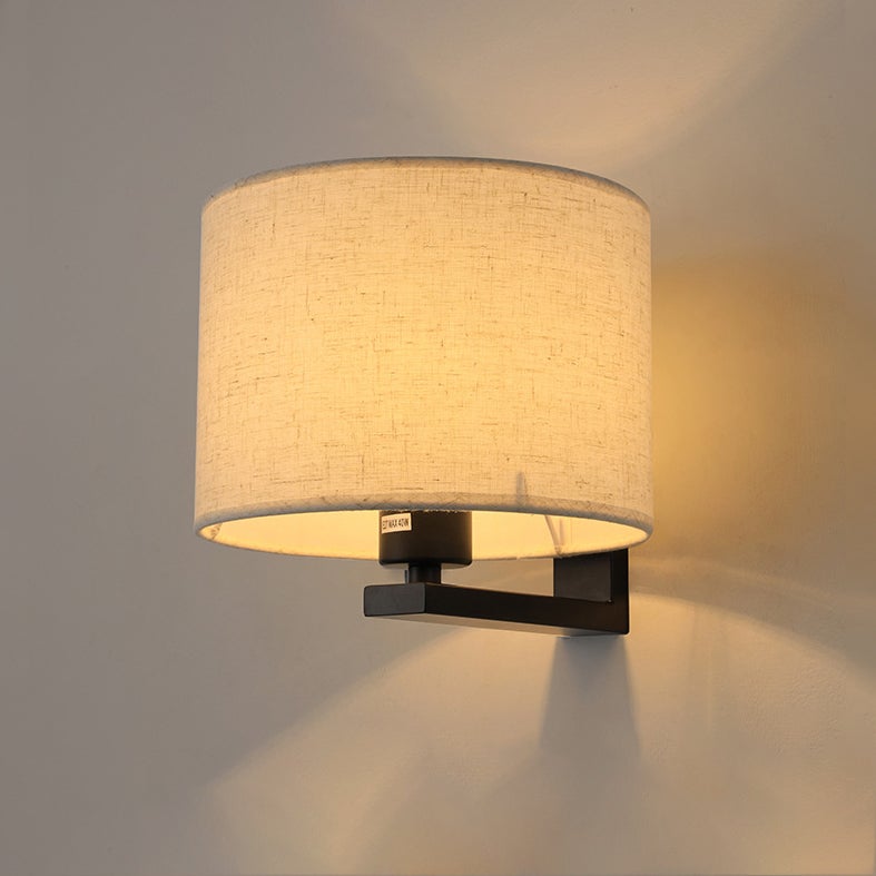 Lampa ścienna z materiałowym abażurem, nowoczesne lampy ścienne, lampka nocna ścienna, kinkiet, gniazdo E27, oświetlenie dekoracyjne