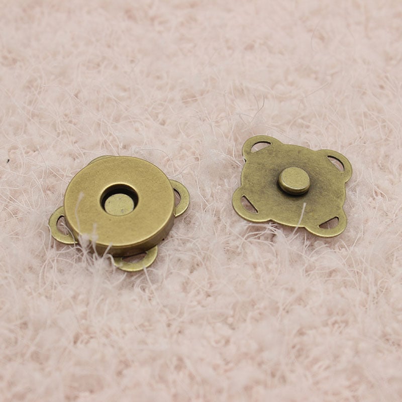 10 szt. magnetycznych zapięć guzikowych do wyrobów skórzanych, 18 mm – miedź