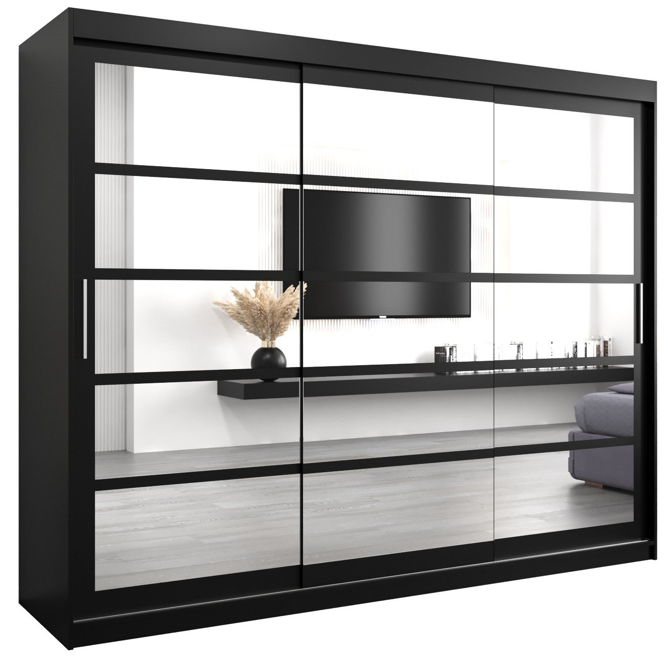 Szafa przesuwna garderoba ROMA 2 250 x 62 x 200 cm Czarny - Abiks Meble